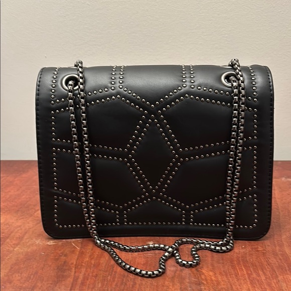 Black Studded Chain Shoulder Bag - Picture 3 of 7